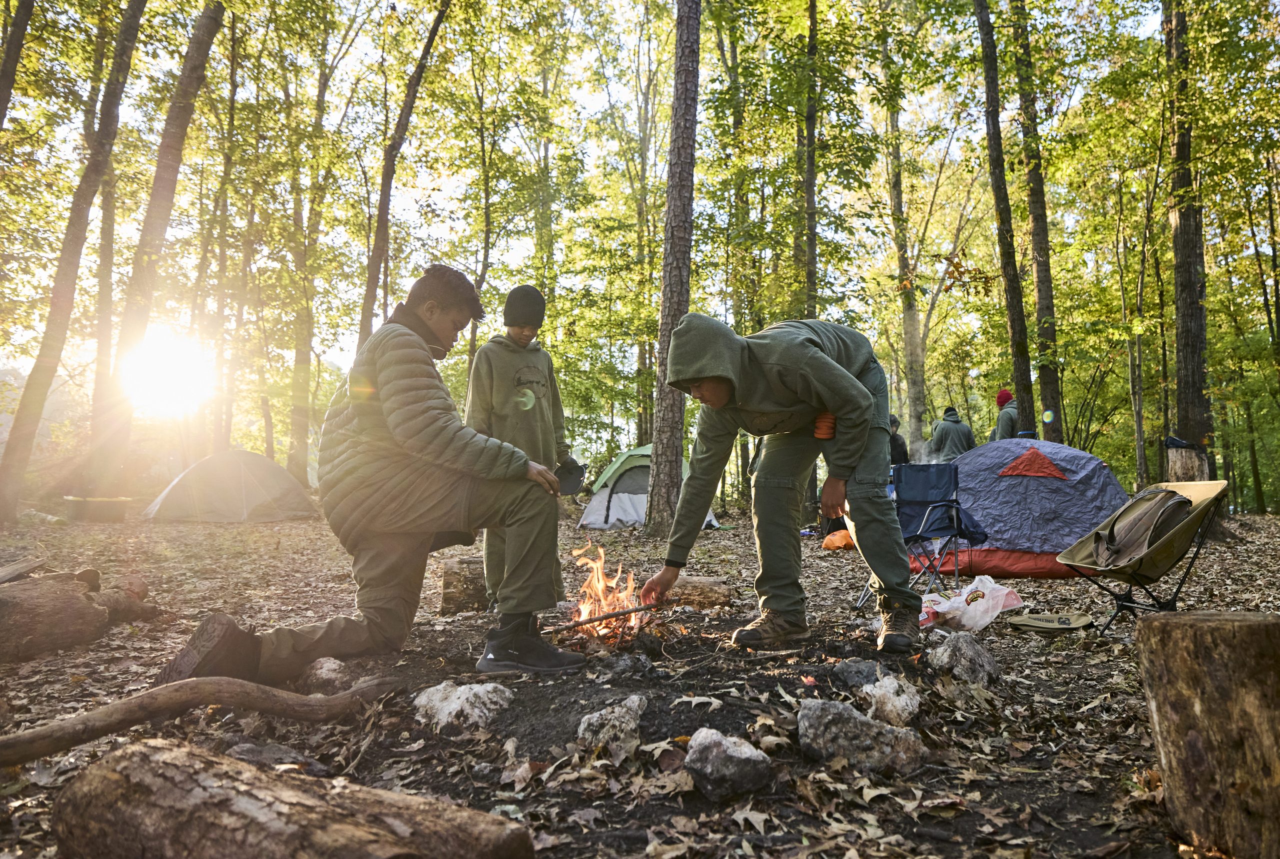 Building a camp fire - Scouts BSA photo 2024
